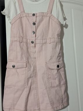New Without Tags Derek Heart Pink Button-Front Pinafore Dress Girls Size 12